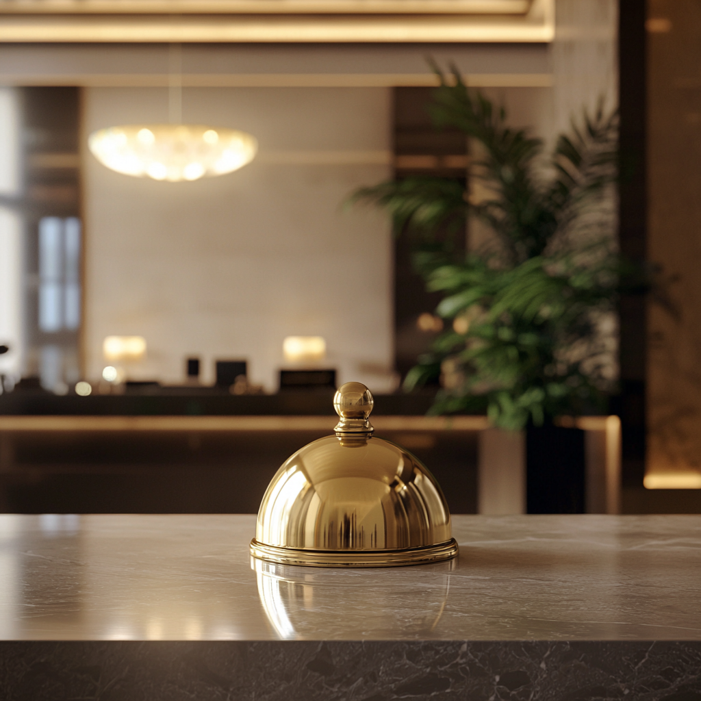 adrianrmbrand_hotel_reception_with_golden_bell_to_call_for_serv_43fe305d-4ae1-4792-8d81-f17bfef8818e